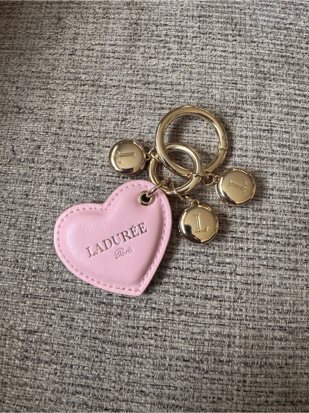 Ladurée Pink Heart Leather Key & Card Holder Charm